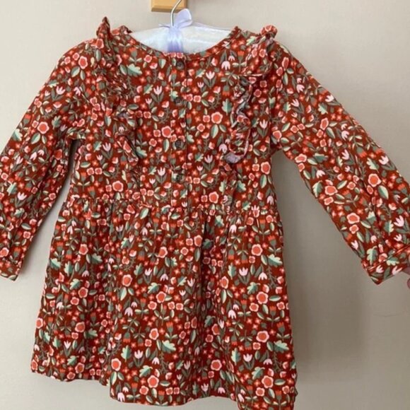 Toddler Girls Floral Ruffle Corduroy Long Sleeve Dress - Cat & Jack - Picture 1 of 7